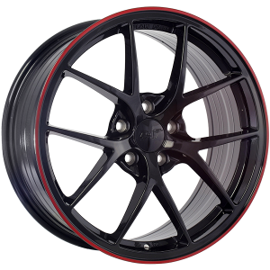 Dai SKY 17x7.5 Gloss Black Red Line Wheel | 5x114.3